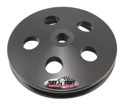 Tuff Stuff Performance - Power Steering Pump Pulley BoltOn Fits PN[6174/6176/6183/6190/6191/6192/6193/6194/6195/6196/6197/6198]  With Keyed Shaft Incl. Flat Washer Machined Alumimun Stealth Black 8488D