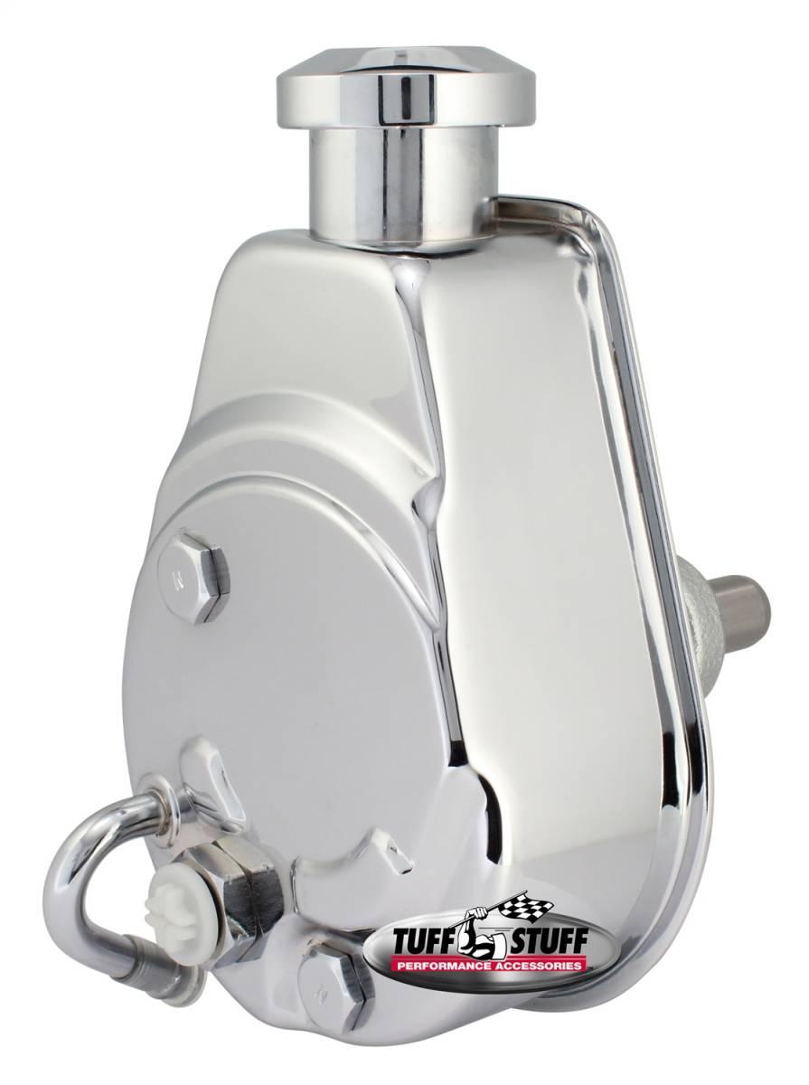 Tuff Stuff Performance - Saginaw Style Power Steering Pump Direct Fit 3/4 in. Press Fit Shaft 1200 PSI 3/8 in.-16 Mtg. Holes Chrome 6189A