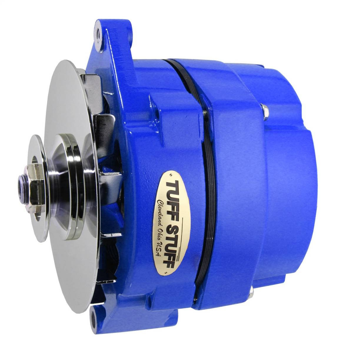 Tuff Stuff Performance - Alternator 100 AMP OEM Or 1 Wire V Groove Pulley Blue Powdercoat w/Chrome Accents 7127NFBLUE