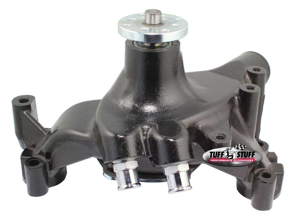 Tuff Stuff Performance - SuperCool Water Pump 7.281 in. Hub Height 5/8 in. Pilot Long Reverse Rotation (2) Threaded Water Ports Stealth Black Powder Coat For Custom Serpentine Systems Only 1461NCREV