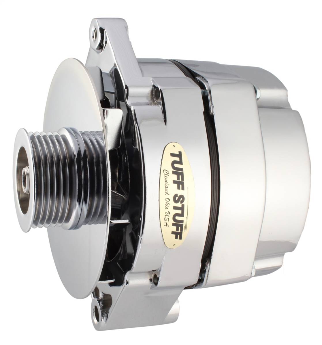 Tuff Stuff Performance - Alternator 100 AMP OEM Or 1 Wire 6 Groove Pulley Polished 12 Clocking 7127NDP6G12