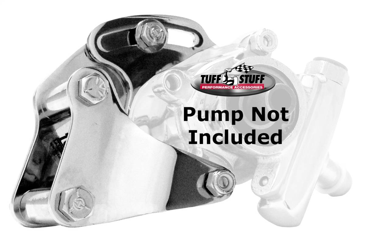 Tuff Stuff Performance - Power Steering Pump Bracket Short Fits Tuff Stuff Type II Power Steering Pumps w/Hardware Chrome 6505A