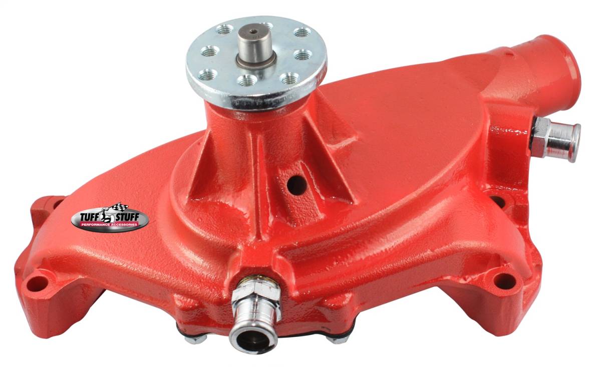 Tuff Stuff Performance - Platinum SuperCool Water Pump 5.750 in. Hub Height 5/8 in. Pilot Short (2) Threaded Water Ports Aluminum Casting Red Powdercoat w/Chrome Accents 1495ACRED