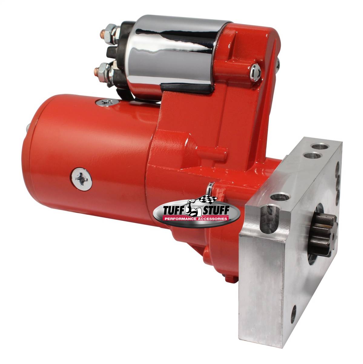 Tuff Stuff Performance - Gear Reduction Starter 1.4 KW 1.9 HP w/Straight Mounting Block 153 or 168 Tooth Flywheel Red Powdercoat w/Chrome Accents 6584BRED