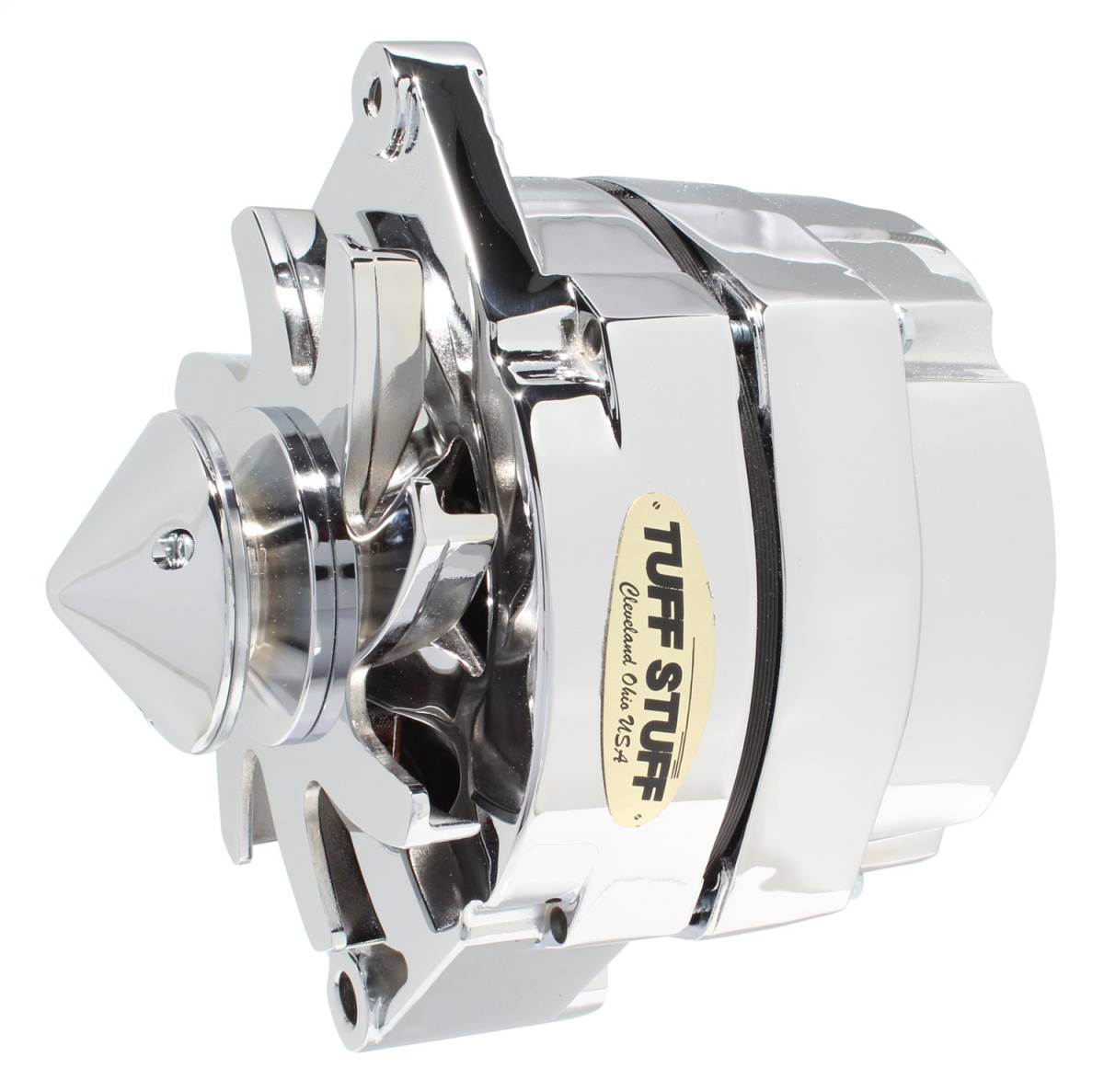 Tuff Stuff Performance - Silver Bullet Alternator 100 AMP OEM Or 1 Wire V Groove Bullet Pulley 4.85 in. Case Depth Lower Mount Boss 2 in. Long Polished 9 Clocking 7139BBULL9