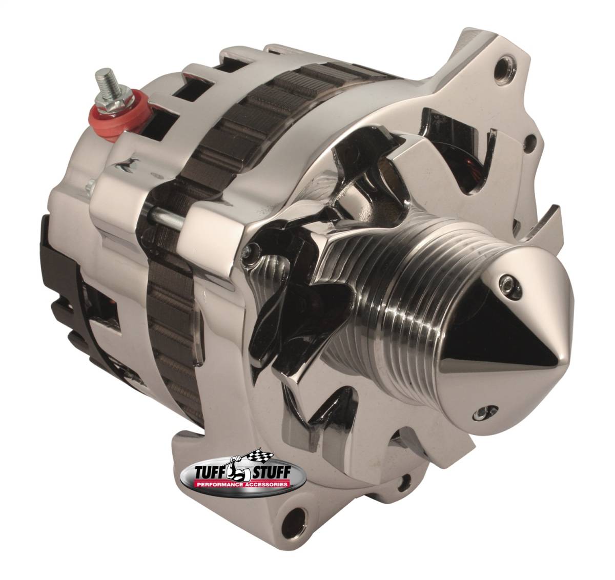 Tuff Stuff Performance - Silver Bullet Alternator 160 AMP 1 Wire Or OEM Hookup 6 Groove Pulley 6.125 in. Bolt To Bolt Bullet Fan Chrome 7866ABULL6G