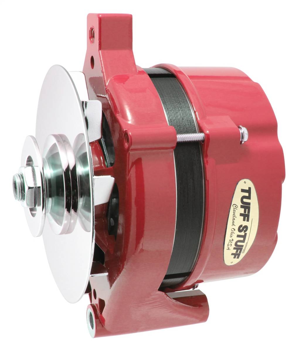 Tuff Stuff Performance - Alternator 70 AMP OEM Wire 1G Case V Groove Pulley Red Powdercoat w/Chrome Accents 7078NHRED