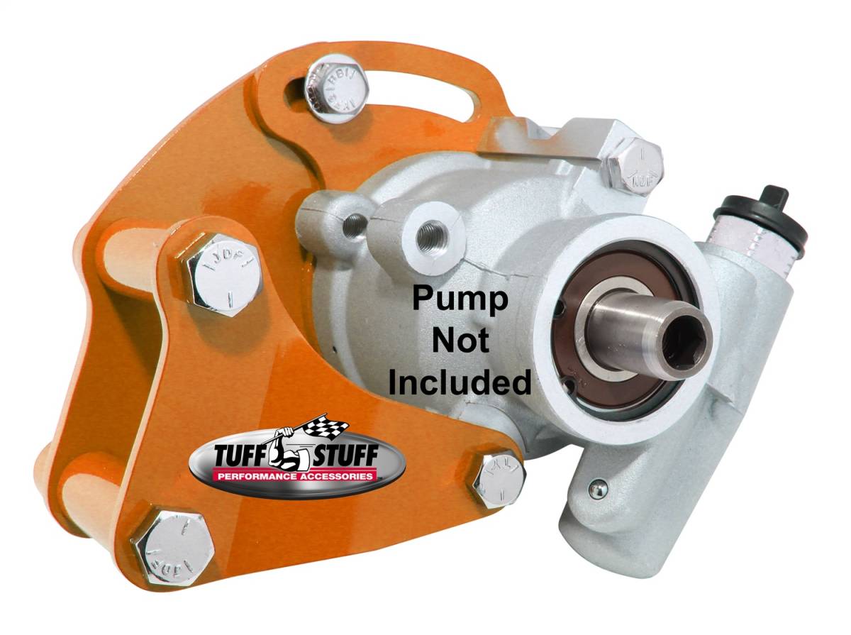 Tuff Stuff Performance - Power Steering Pump Bracket Short Fits Tuff Stuff Type II Power Steering Pumps w/Hardware Orange Powdercoat 6505BORANGE