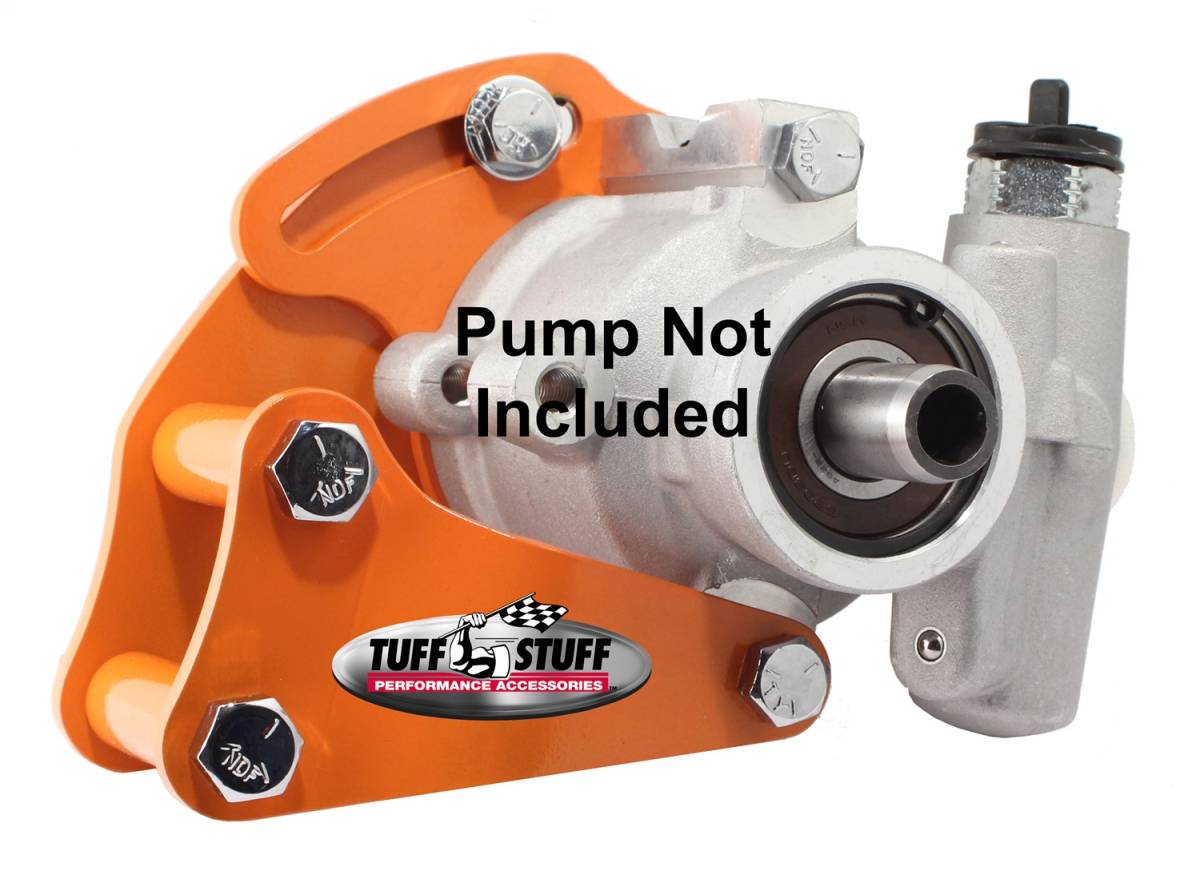 Tuff Stuff Performance - Power Steering Pump Bracket Short Fits Tuff Stuff Type II Power Steering Pumps w/Hardware Orange Powdercoat 6506BORANGE