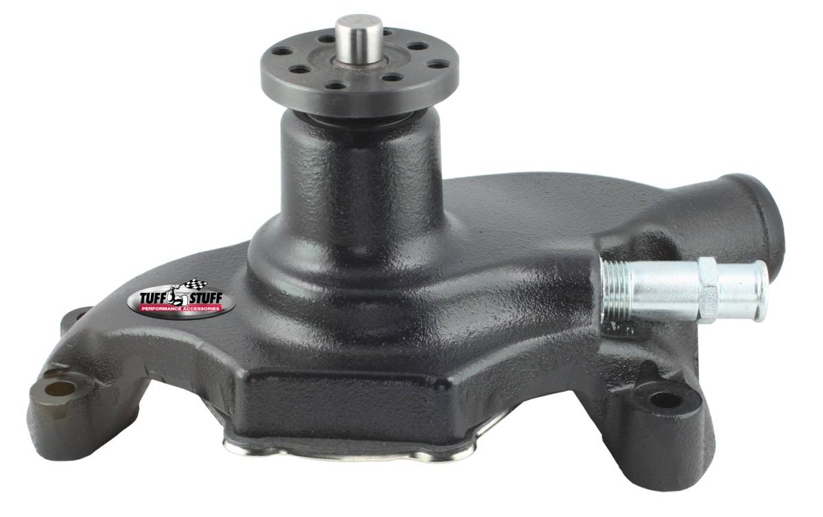 Tuff Stuff Performance - SuperCool Water Pump 5.625 in. Hub Height 5/8 in. Pilot Short Reverse Rotation Flat Smooth Top And No Top Threaded Water Port Stealth Black Powder Coat 1354NCSREV