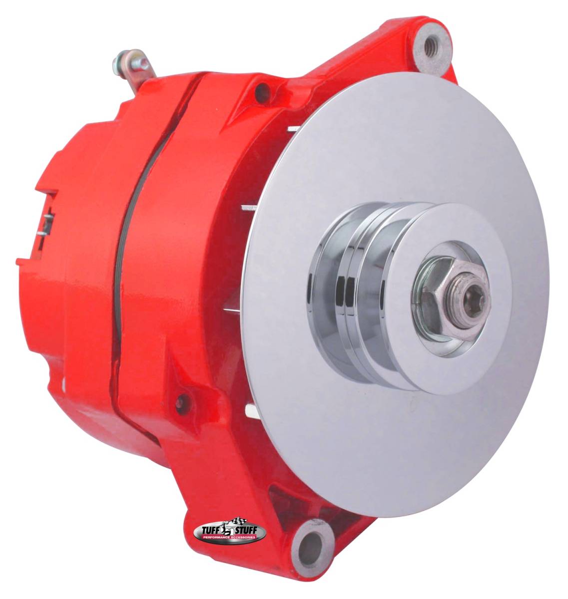 Tuff Stuff Performance - Alternator 80 AMP OEM Wire 10si Case V Groove Pulley External Regulator Red Powdercoat w/Chrome Accents Must Be Used With An External Solid State Voltage Regulator 7102NFRED
