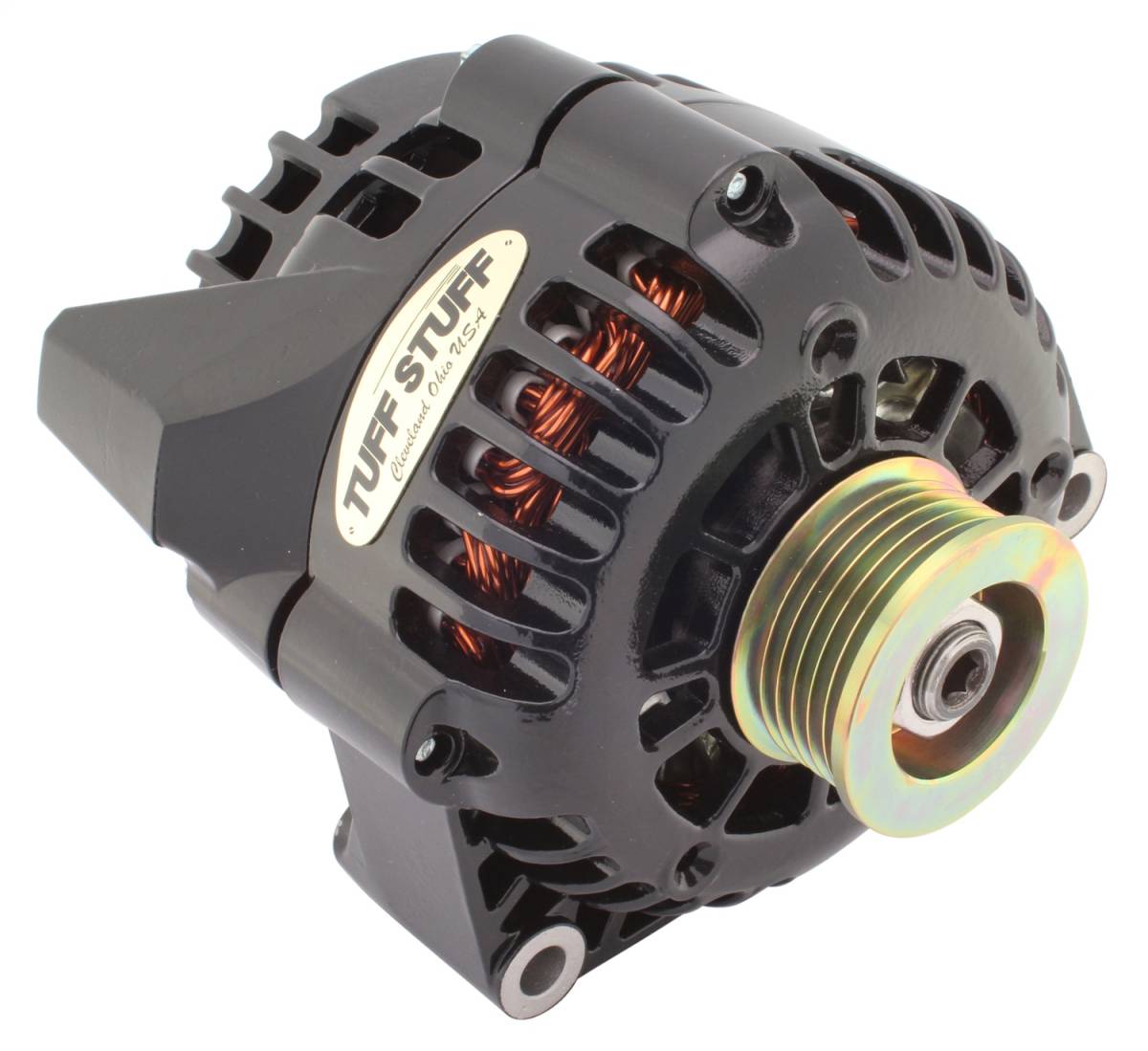 Tuff Stuff Performance - Alternator 175 AMP Upgrade 1-Wire Or OEM Wire Hookup 6 Groove Pulley Stealth Black 8206NB