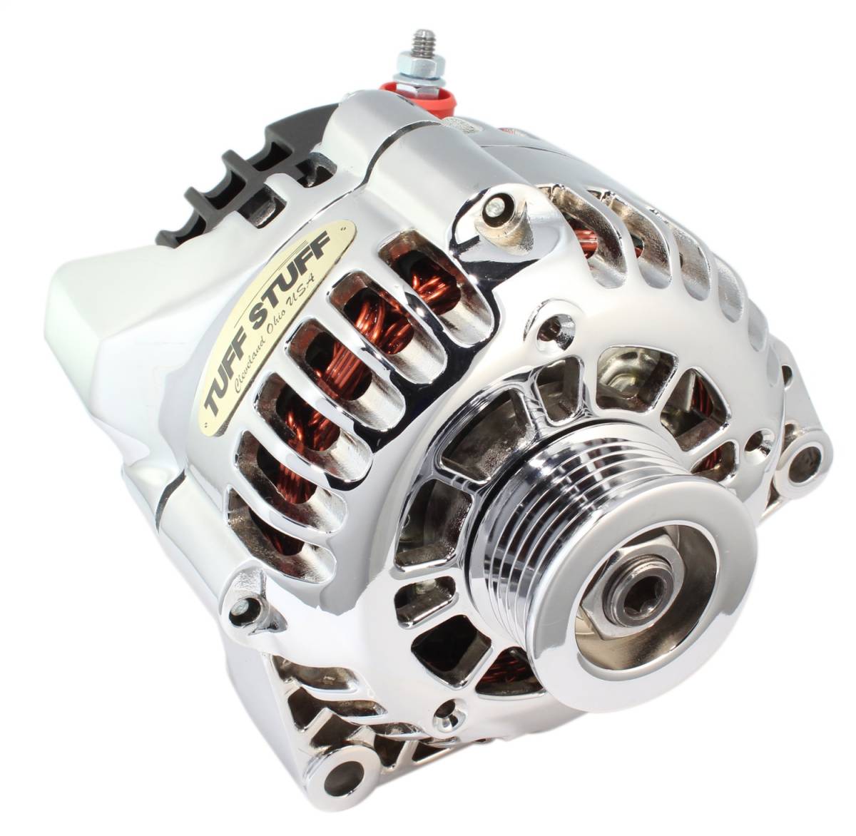 Tuff Stuff Performance - Alternator 125 AMP Chrome Plated 1-Wire Or OEM Hookup Side Post 6 Groove Pulley 8206NA1