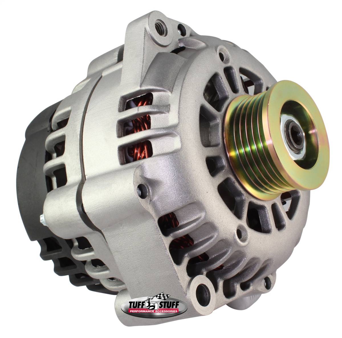 Tuff Stuff Performance - Alternator 175 AMP Upgrade Factory Cast PLUS+ 1-Wire Hookup Back Post 6 Groove Pulley 8233ND1