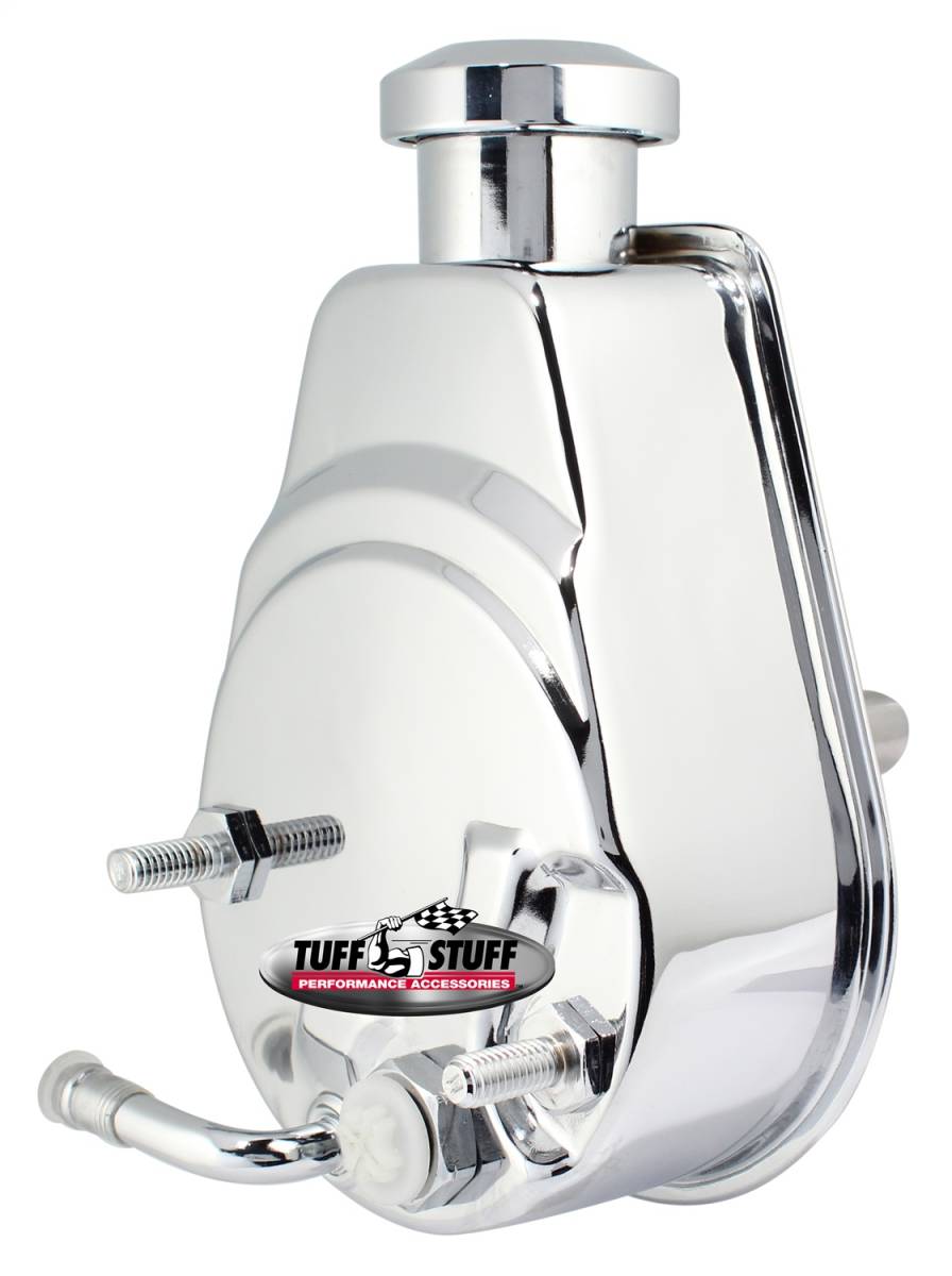 Tuff Stuff Performance - Saginaw Style Power Steering Pump Direct Fit 3/4 in. Press Fit Shaft 1200 PSI 3/8 in.-16 Mtg. Holes Chrome 6164A