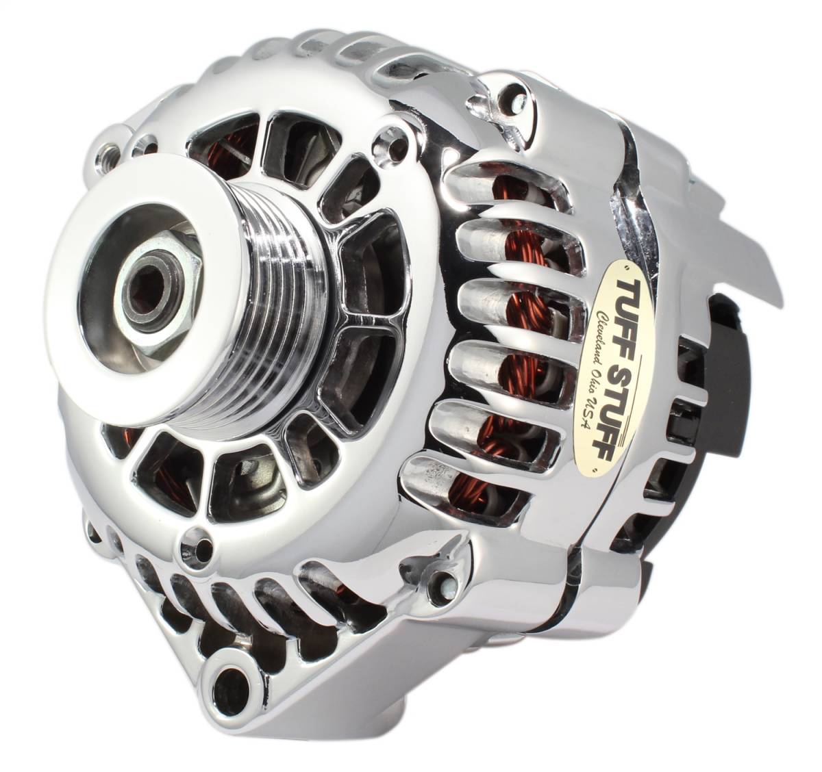 Tuff Stuff Performance - Alternator 175 AMP Upgrade Chrome Plated 1-Wire Hookup Back Post 6 Groove Pulley 8233NC1