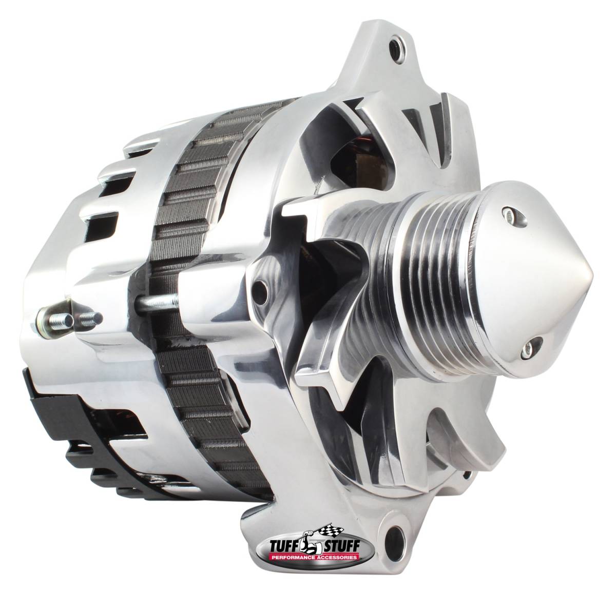 Tuff Stuff Performance - Bullet Alternator 160 AMP 1 Wire Or OEM Hookup 6 Groove Pulley 6.125 in. Bolt To Bolt Polished 7866FP6G22