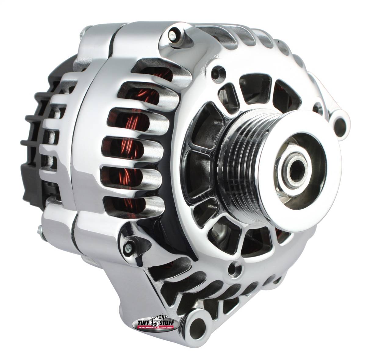 Tuff Stuff Performance - Alternator 175 AMP Upgrade Polished Aluminum 1-Wire Hookup Back Post 6 Groove Pulley 8283NCP1