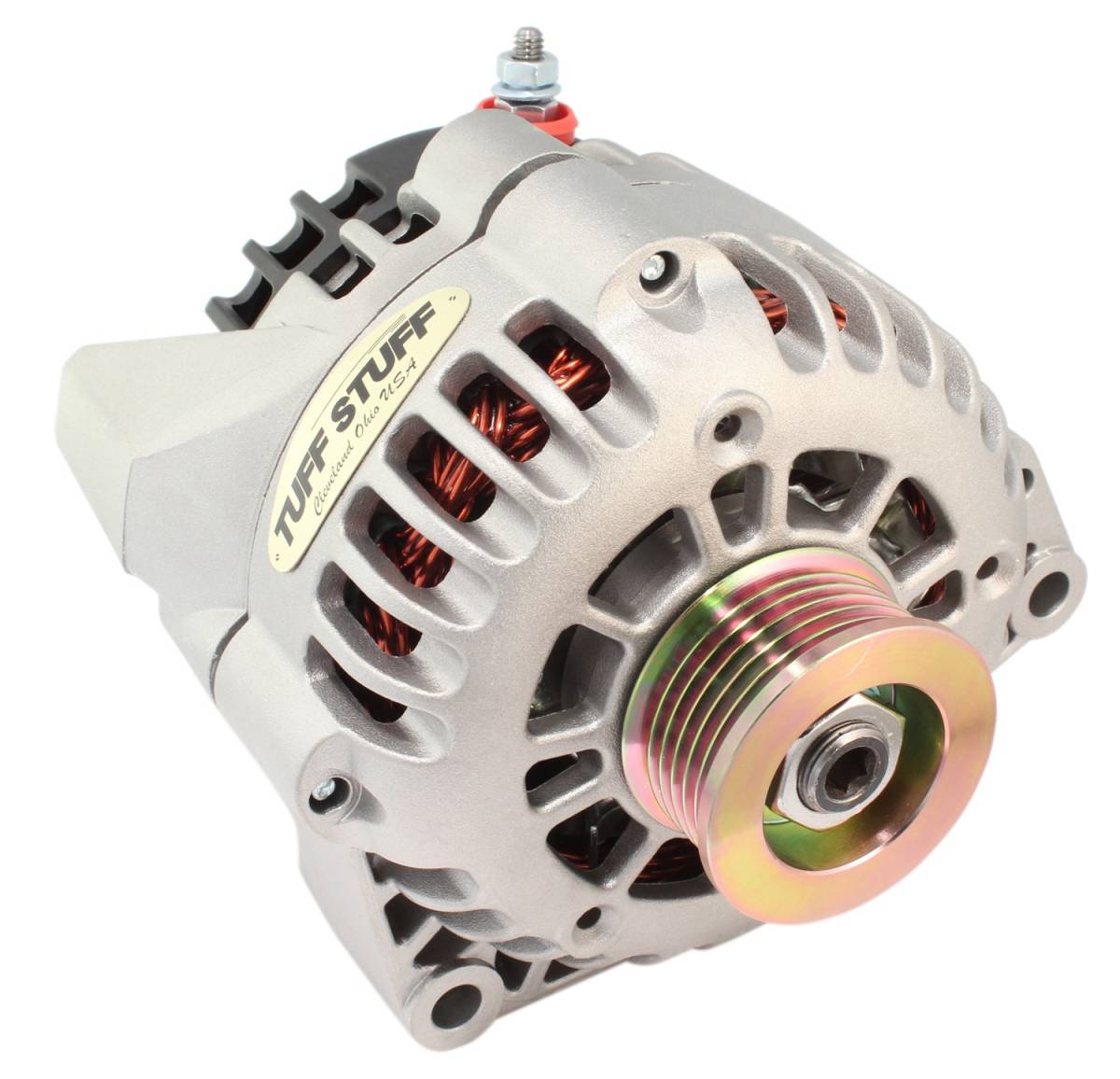 Tuff Stuff Performance - Alternator 175 AMP Upgrade Factory Cast PLUS+ 1-Wire Or OEM Hookup Side Post 6 Groove Pulley 8206ND1