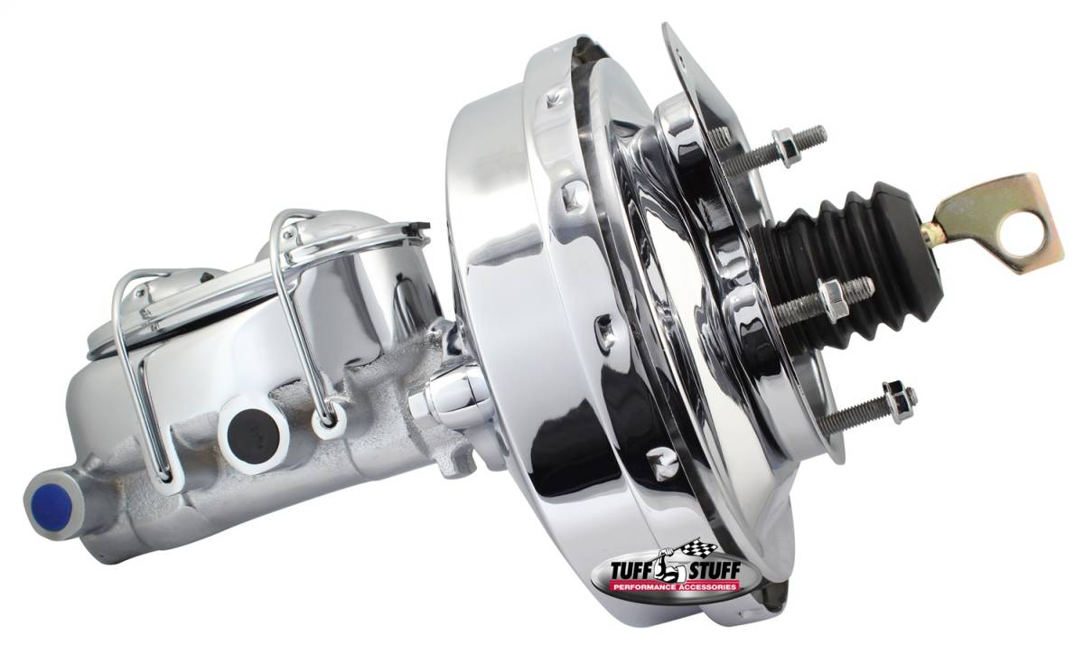 Tuff Stuff Performance - Brake Booster w/Master Cylinder 9 in. 1 1/8 in. Bore Single Diaphragm w/PN[2071] Dual Rsvr. Master Cyl. Incl. (5) 3/8 in.-16 Studs-1 Is Offset Chrome 2125NA