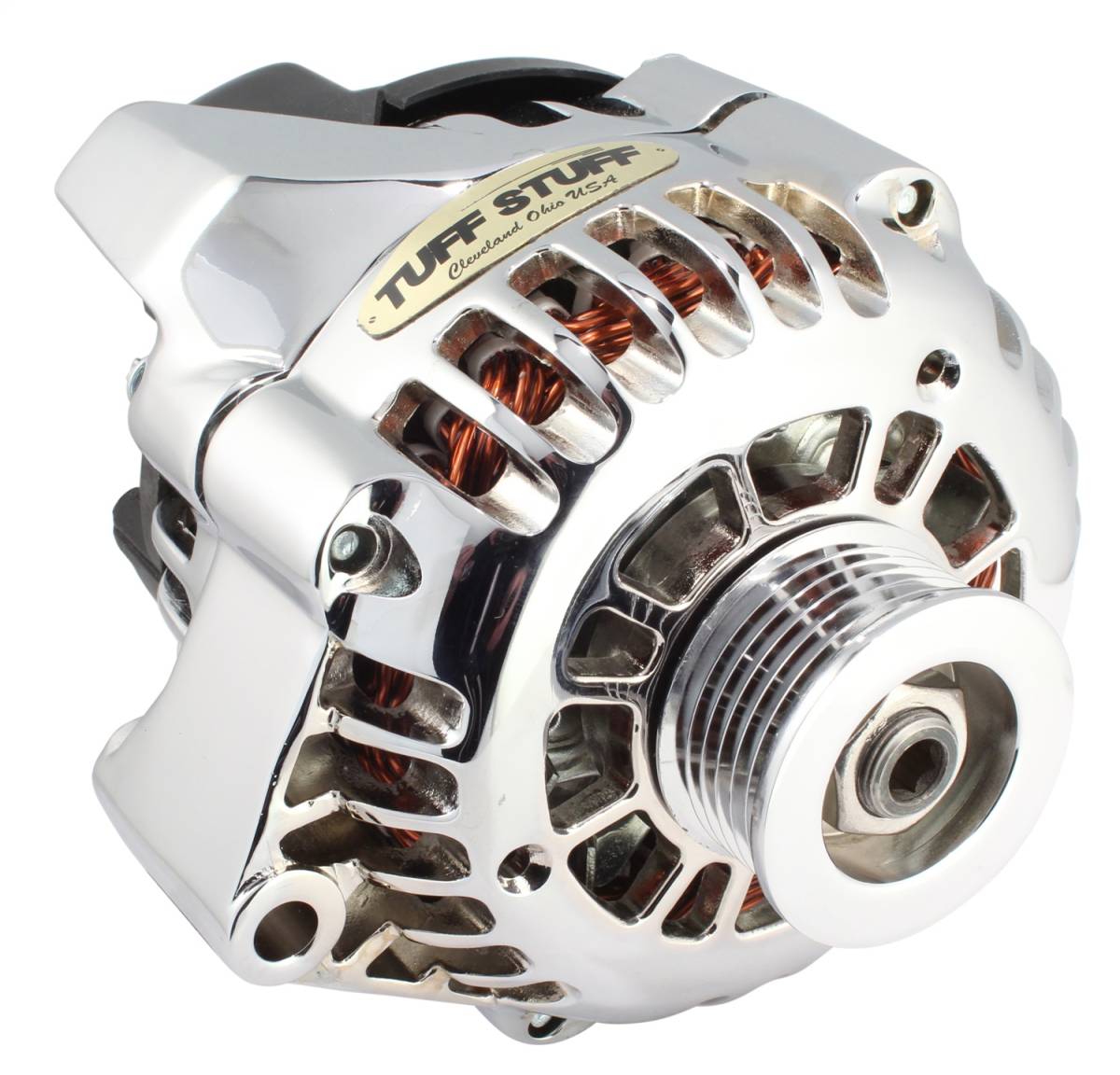 Tuff Stuff Performance - Alternator 125 AMP 1-Wire Or OEM Wire 6 Groove Pulley Heavy Duty Copper Coils OEM Replacement Chrome 8242NA