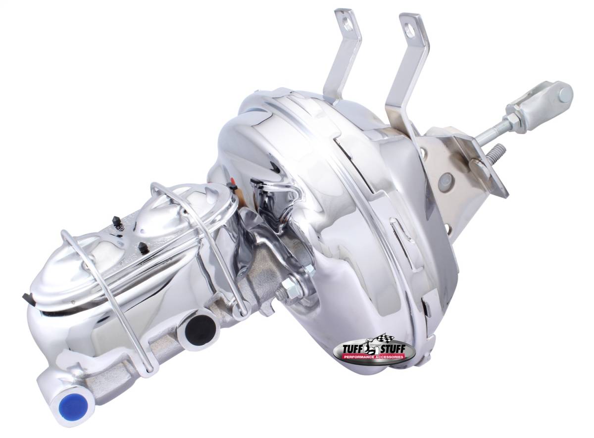 Tuff Stuff Performance - Brake Booster w/Master Cylinder 9 in. 1 in. Bore Single Diaphragm w/PN[2018] Dual Rsvr. Master Cyl. Incl. 3/8 in.-16 Studs Chrome 2130NA-2
