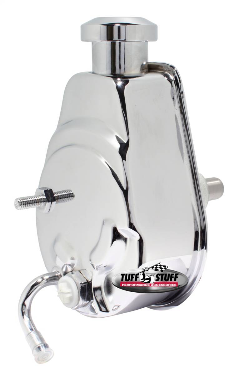 Tuff Stuff Performance - Saginaw Style Power Steering Pump Direct Fit 3/4 in. Press Fit Shaft M10x1.5 Mounting Chrome 6180A