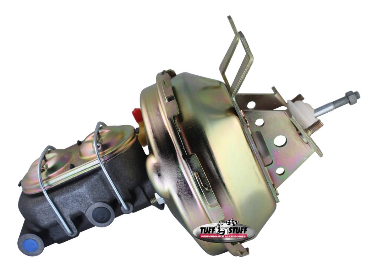 Tuff Stuff Performance - Brake Booster w/Master Cylinder 9 in. 1 in. Bore Single Diaphragm w/PN[2020] Dual Rsvr. Master Cyl. Incl. 3/8 in.-16 Studs Gold Zinc 2130NB-1
