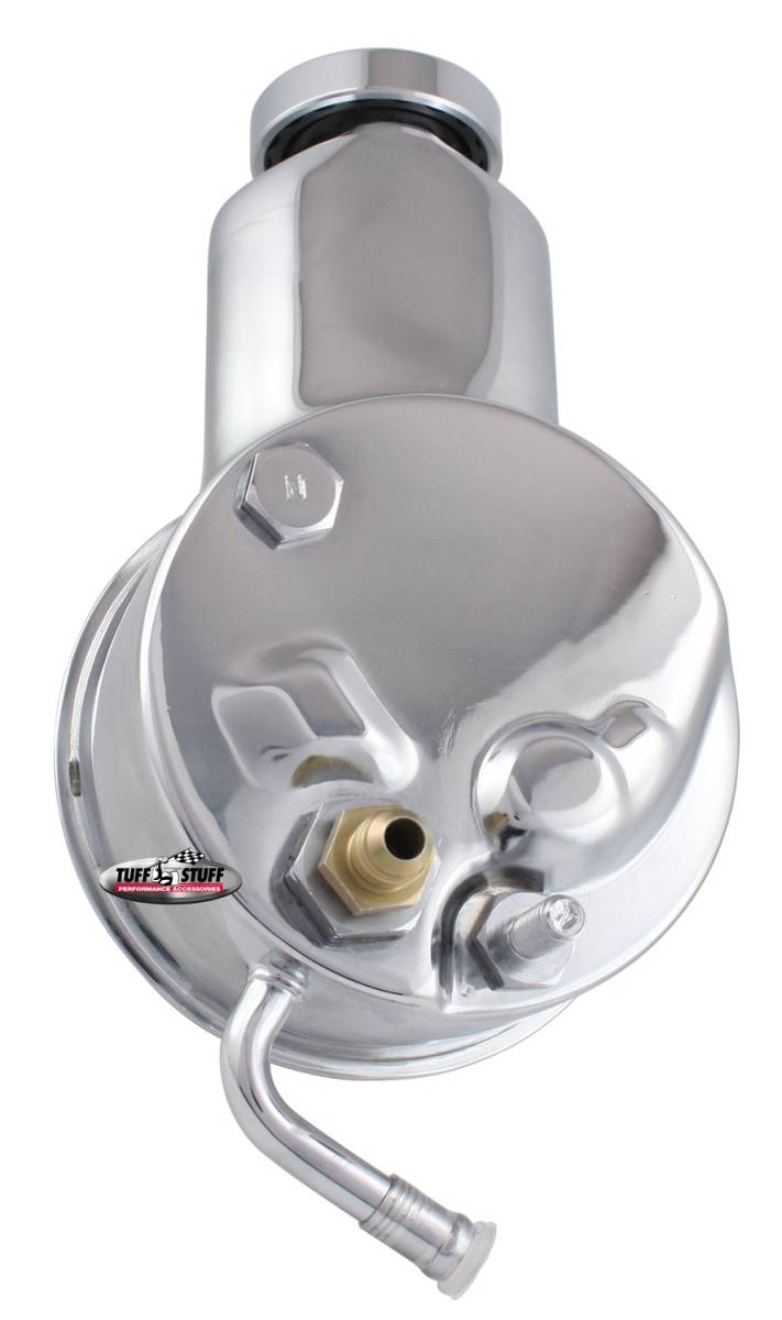 Tuff Stuff Performance - Saginaw Style Power Steering Pump Direct Fit 5/8 in. Keyed Shaft 3/8 in.-16 Mounting Chrome 6195A