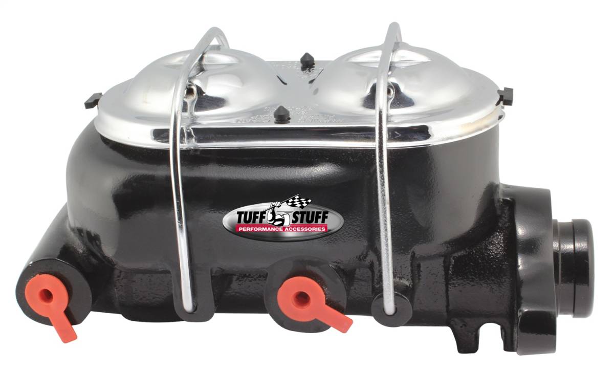 Tuff Stuff Performance - Brake Master Cylinder Dual Reservoir 1 in. Bore Dual 3/8 in. Ports On Both Sides 3 3/8 in. Mounting Hole Spacing Shallow Hole Stealth Black Powder Coat 2020NC