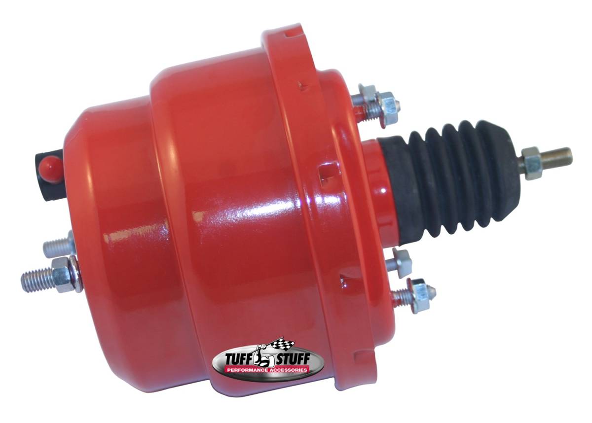 Tuff Stuff Performance - Power Brake Booster Univ. 7 in. Dual Diaphragm Incl. 3/8 in.-16 Mtg. Studs And Nuts Fits Hot Rods/Customs/Muscle Cars Red Powdercoat 2222NCRED