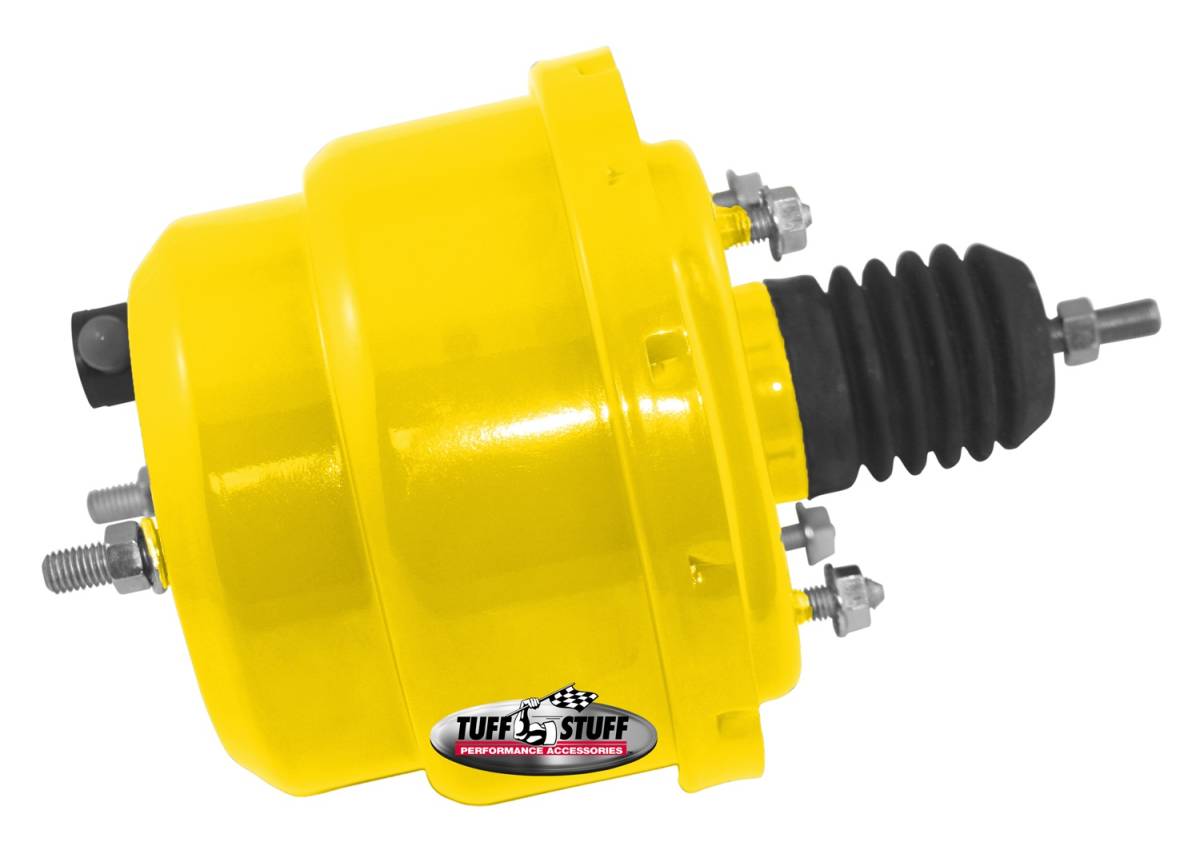 Tuff Stuff Performance - Power Brake Booster Univ. 7 in. Dual Diaphragm Incl. 3/8 in.-16 Mtg. Studs And Nuts Fits Hot Rods/Customs/Muscle Cars Yellow Powdercoat 2222NCYELLOW