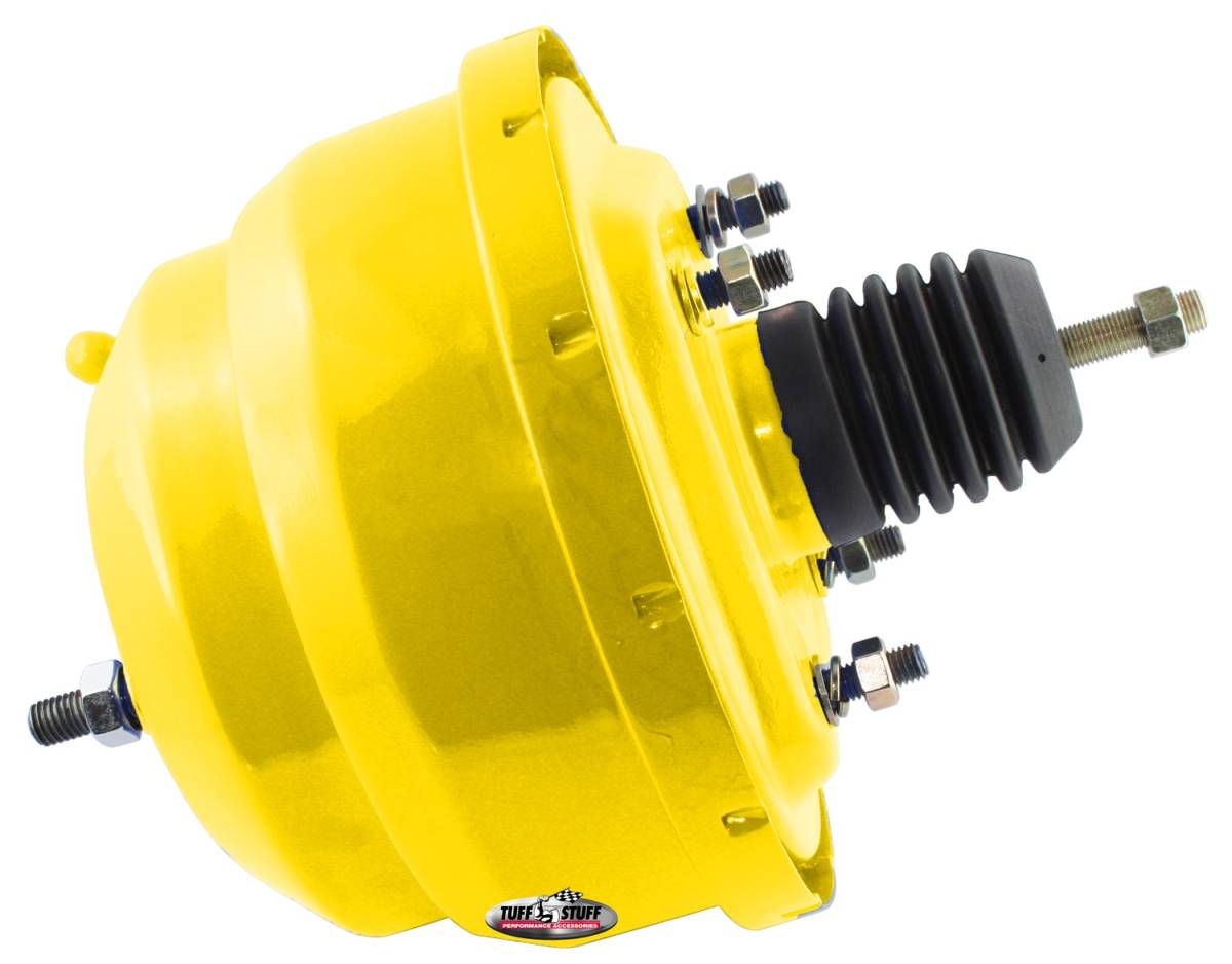 Tuff Stuff Performance - Power Brake Booster Univ. 8 in. Dual Diaphragm Incl. 3/8 in.-16 Mtg. Studs And Nuts Fits Hot Rods/Customs/Muscle Cars Yellow Powdercoat 2223NCYELLOW