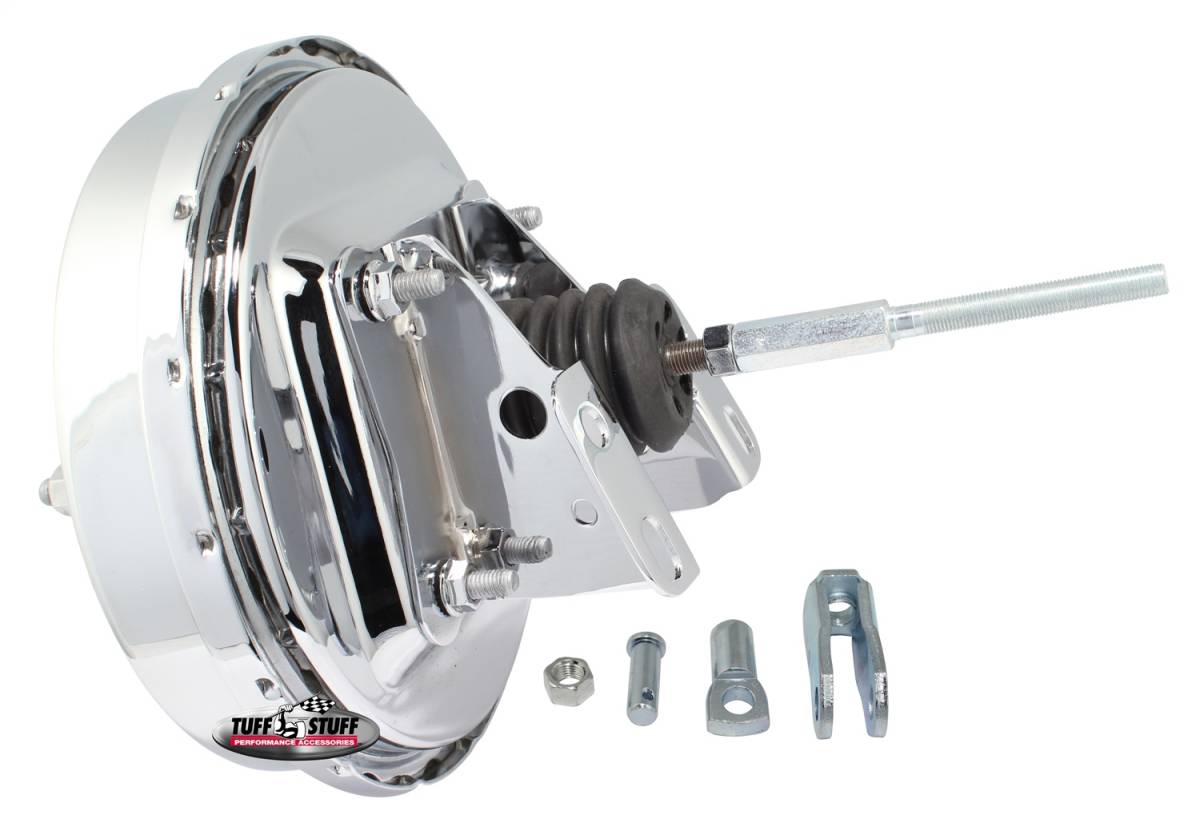 Tuff Stuff Performance - Power Brake Booster Univ. 9 in. Single Diaphragm Incl. 3/8 in.-16 Mtg. Studs And Nuts Fits Hot Rods/Customs/Muscle Cars Chrome 2226NA