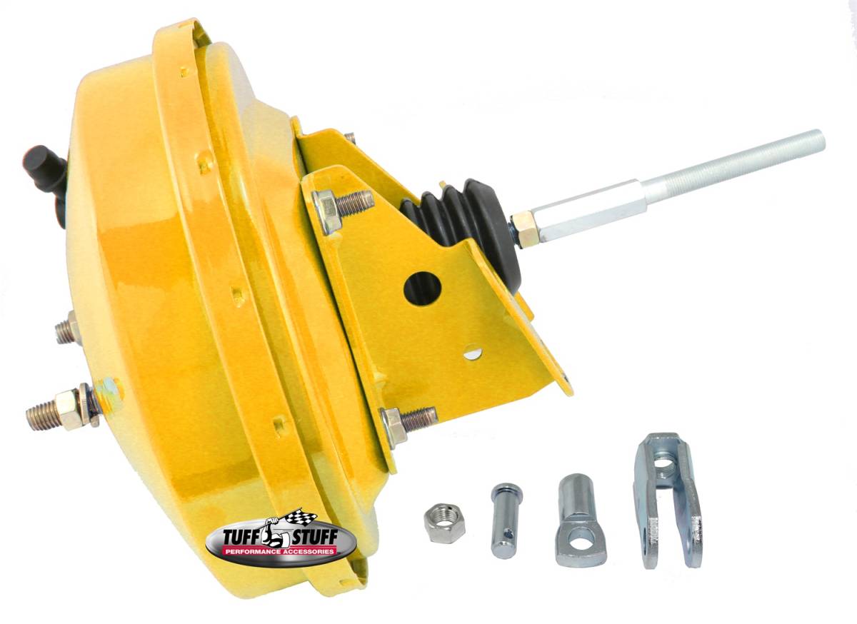 Tuff Stuff Performance - Power Brake Booster Univ. 9 in. Single Diaphragm Incl. 3/8 in.-16 Mtg. Studs And Nuts Fits Hot Rods/Customs/Muscle Cars Yellow Powdercoat 2226NBYELLOW