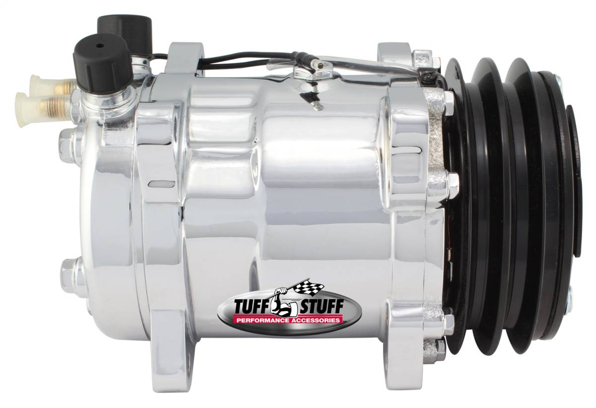 Tuff Stuff Performance - Sanden Style SD508 A/C Compressor R12 Series Double Pulley Chrome 4505NADP