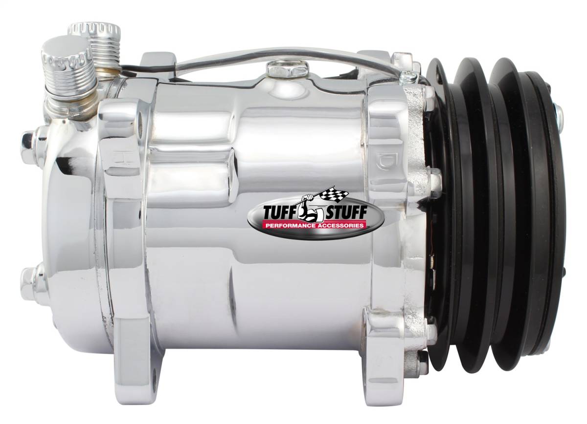 Tuff Stuff Performance - Sanden Style SD508 A/C Compressor R134A Series Double Pulley Chrome 4515NADP