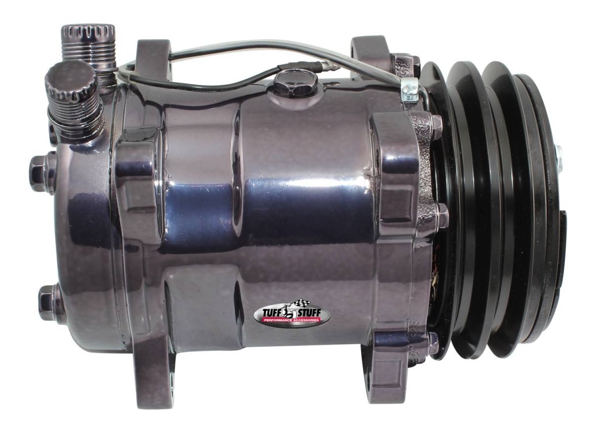 Tuff Stuff Performance - Sanden Style SD508 A/C Compressor R134A Series Double Pulley Black Chrome 4515NADP7