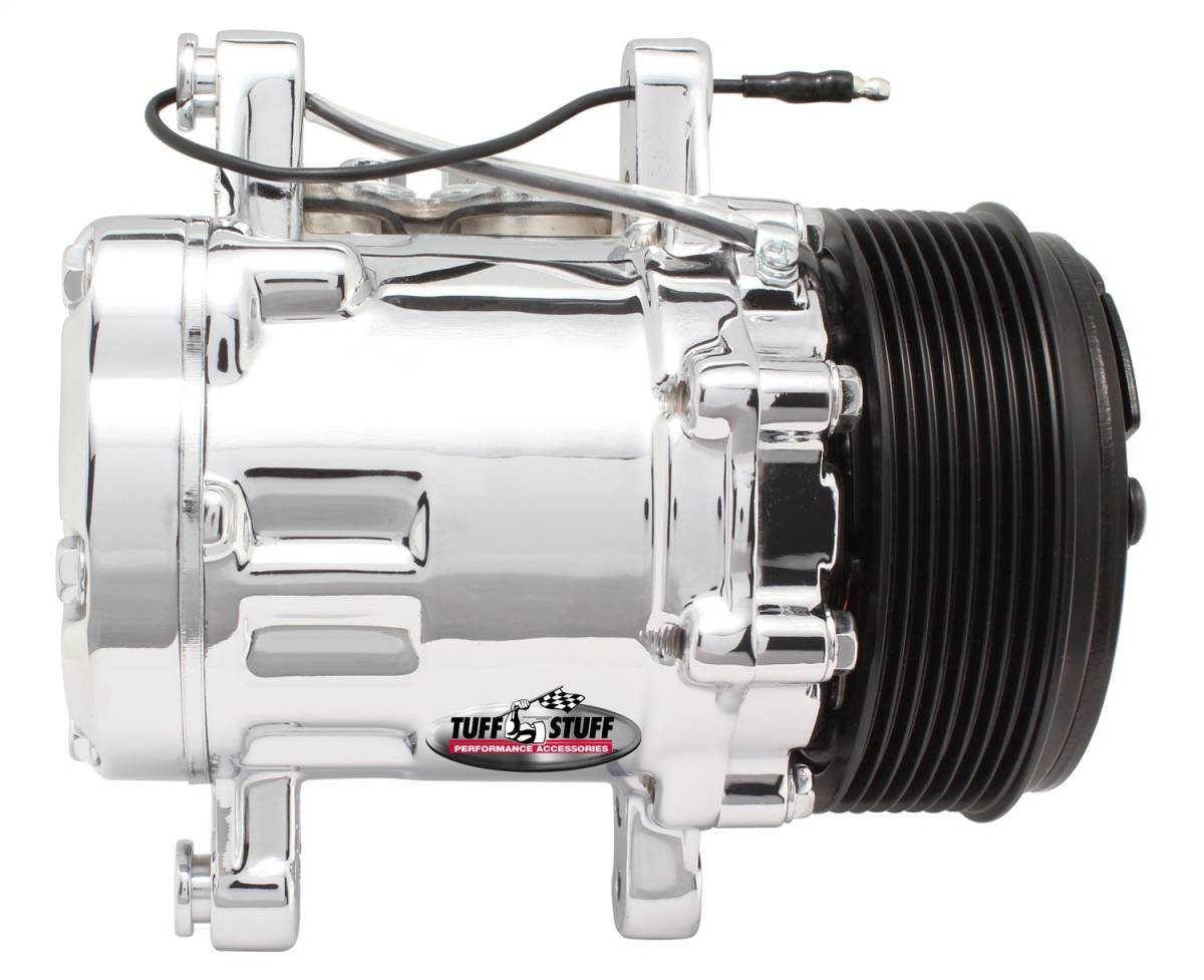 Tuff Stuff Performance - Sanden Style SD7 A/C Compressor R134A Series 8 Groove Pulley Chrome 4517NA8G