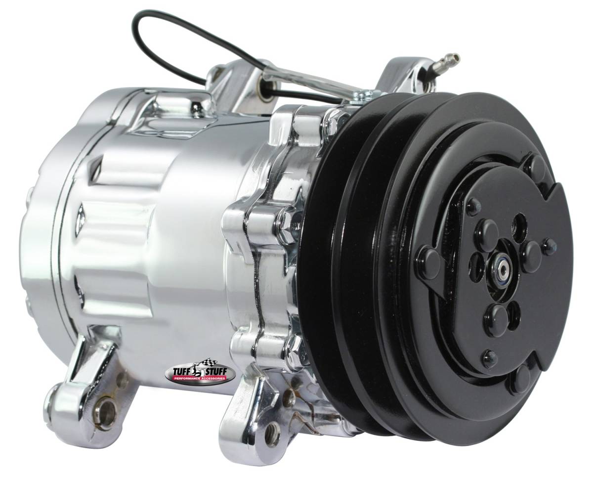 Tuff Stuff Performance - Sanden Style SD7 A/C Compressor R134A Series Double Pulley Chrome 4517NADP