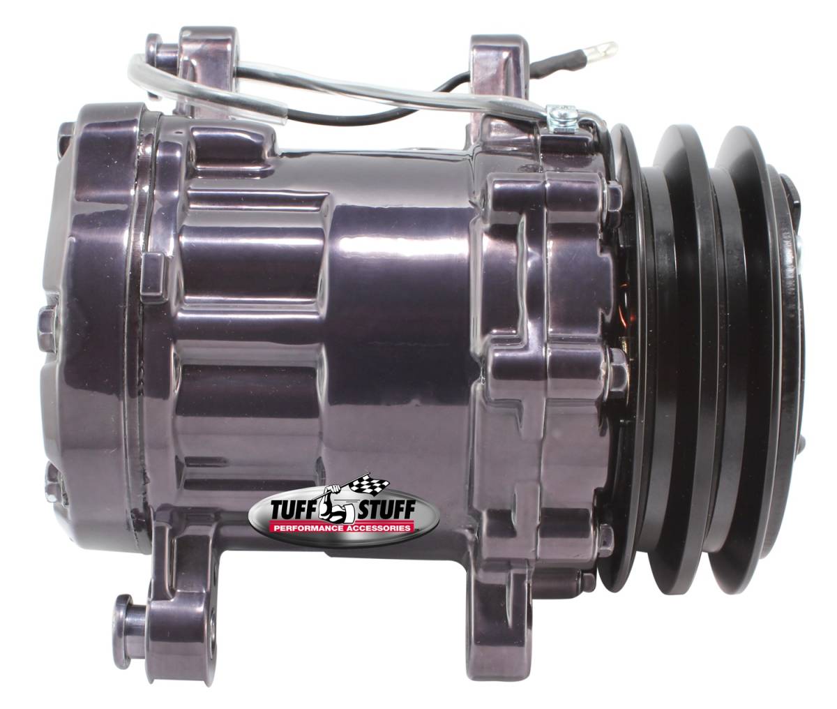 Tuff Stuff Performance - Sanden Style SD7 A/C Compressor R134A Series Double Pulley Black Chrome 4517NADP7