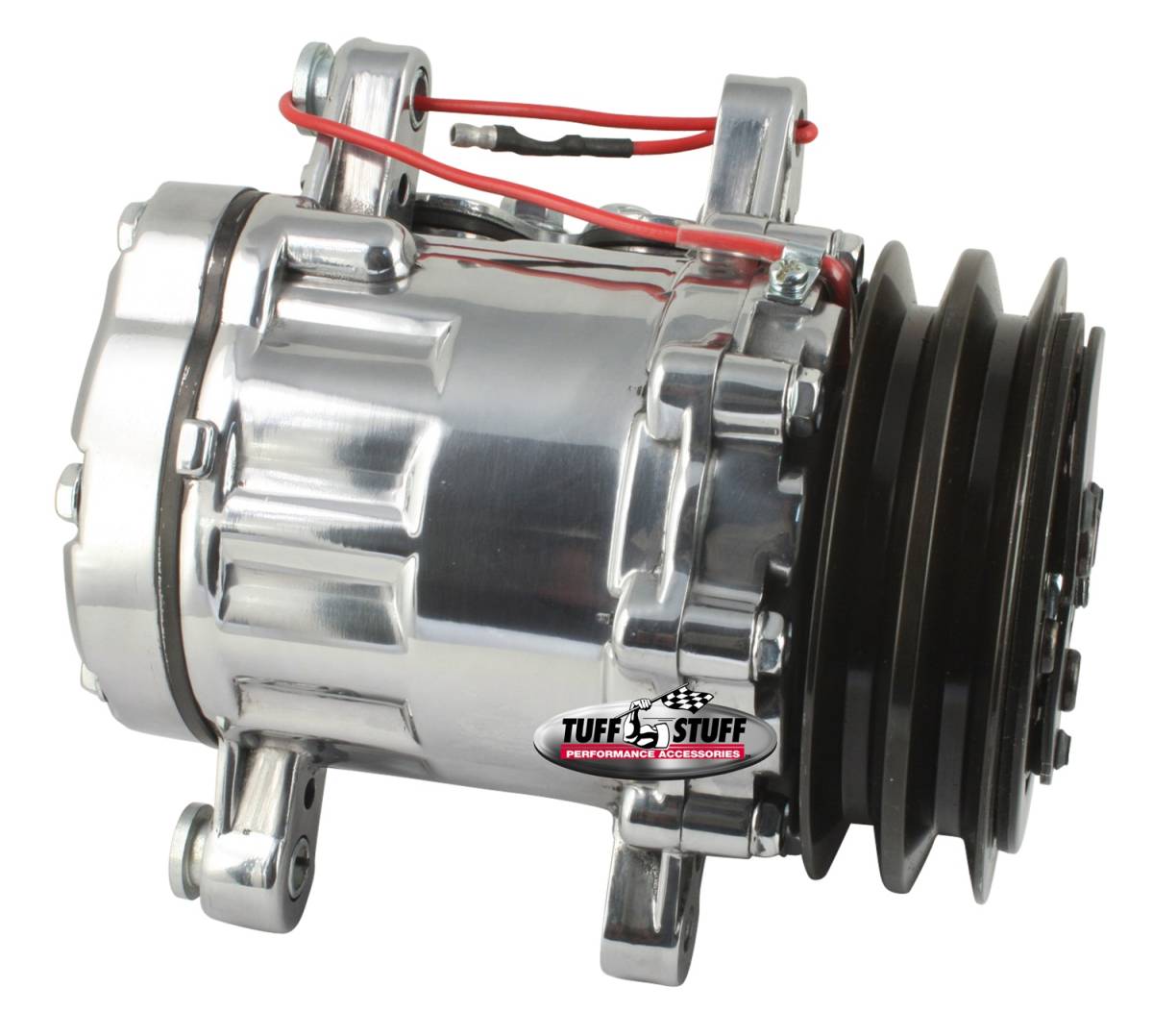 Tuff Stuff Performance - Sanden Style SD7 A/C Compressor R134A Series Double Pulley Polished 4517NBDP
