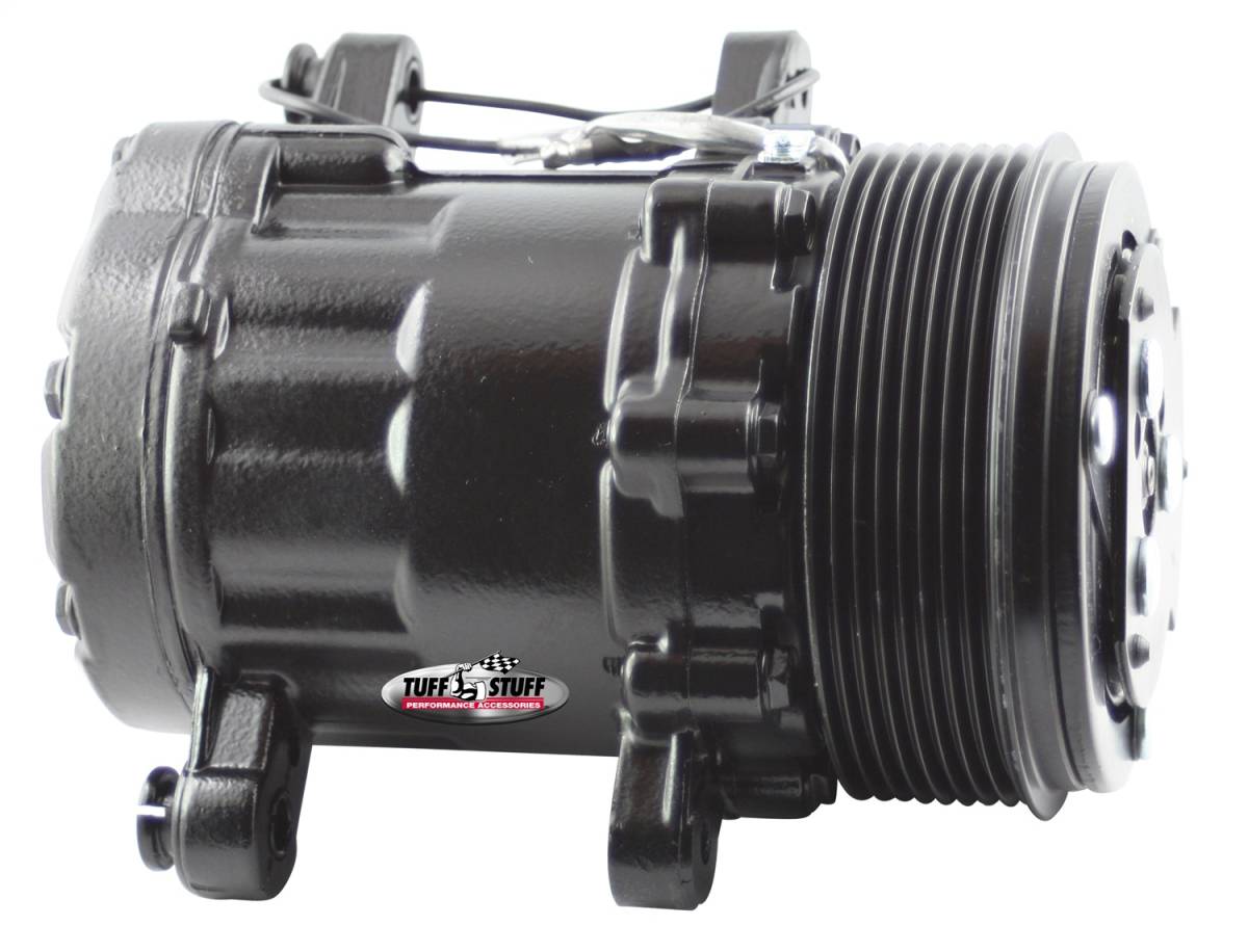 Tuff Stuff Performance - Sanden Style SD7 A/C Compressor R134A Series 8 Groove Pulley Stealth Black 4517NC8GBLA