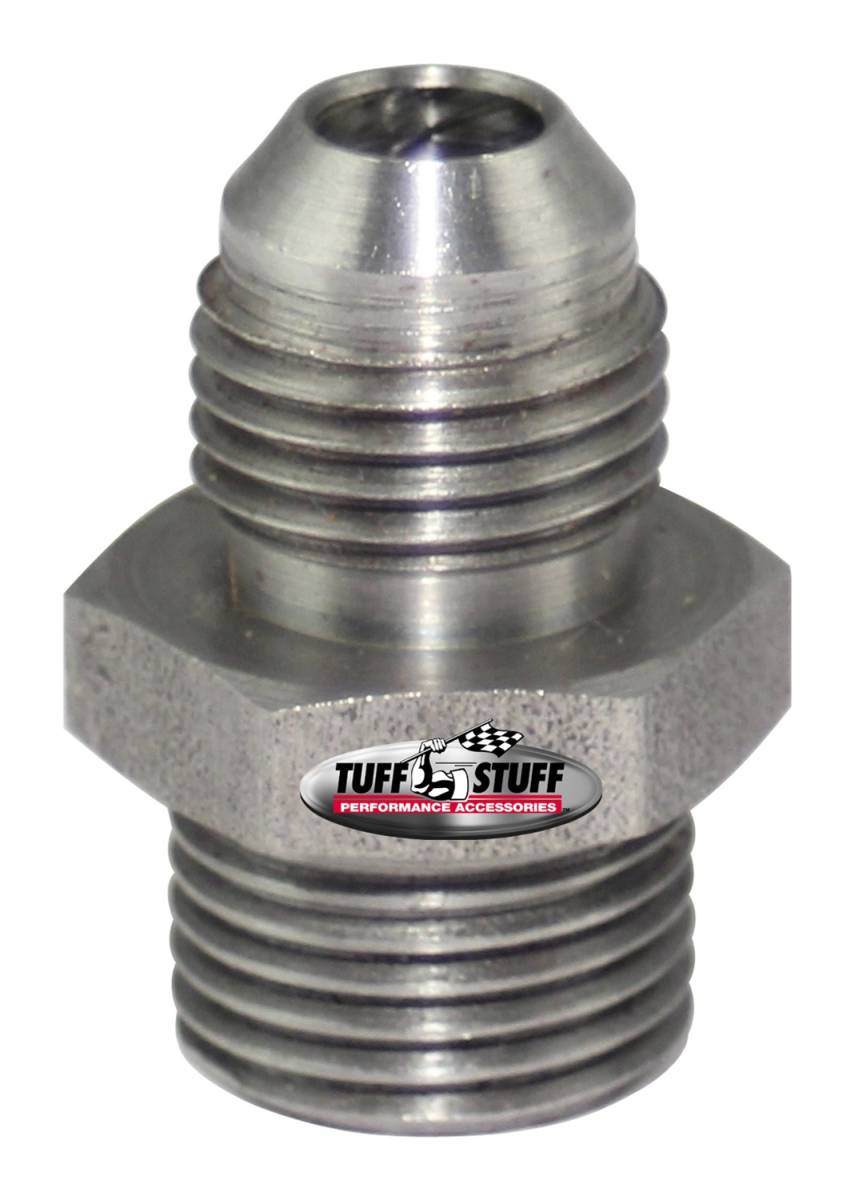 Tuff Stuff Performance - Power Steering Adapter Fitting Saginaw Banjo Style Adapts 5/8 in.-18 Inverted Flare To 9/16 in.-18 AN-6 Plain 5553