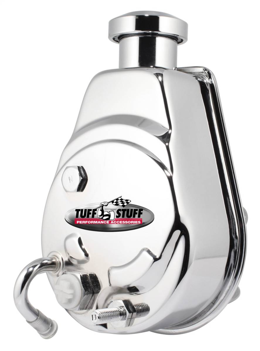 Tuff Stuff Performance - Saginaw Style Power Steering Pump Univ. Fit 5/8 in. Keyed Shaft 850 PSI 5/8-18 SAE Pressure Fittings 3/8 in.-16 Mtg. Holes Chrome 6174A