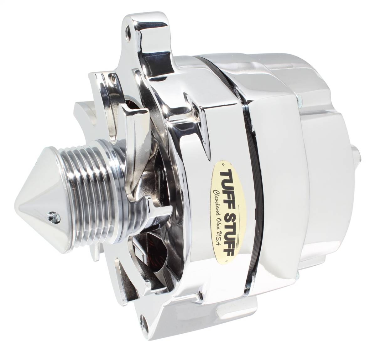 Tuff Stuff Performance - Silver Bullet Alternator 100 AMP Smooth Back 1 Wire 6 Groove Bullet Pulley Chrome 7068ABULL6G