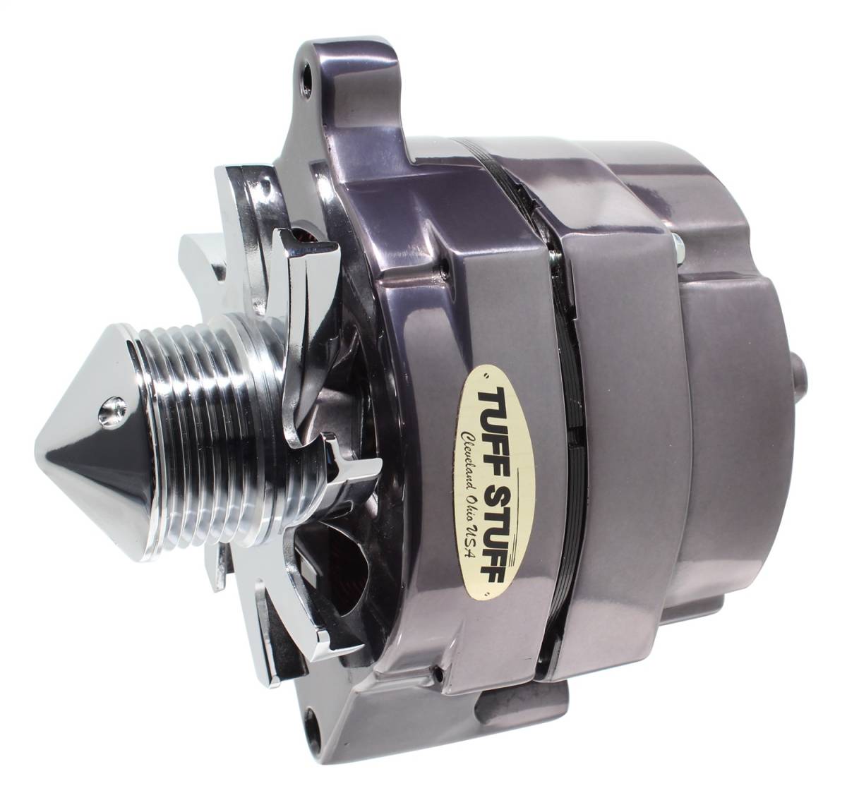 Tuff Stuff Performance - Silver Bullet Alternator 100 AMP Smooth Back 1 Wire 6 Groove Bullet Pulley Black Chrome 7068ABULL6G7