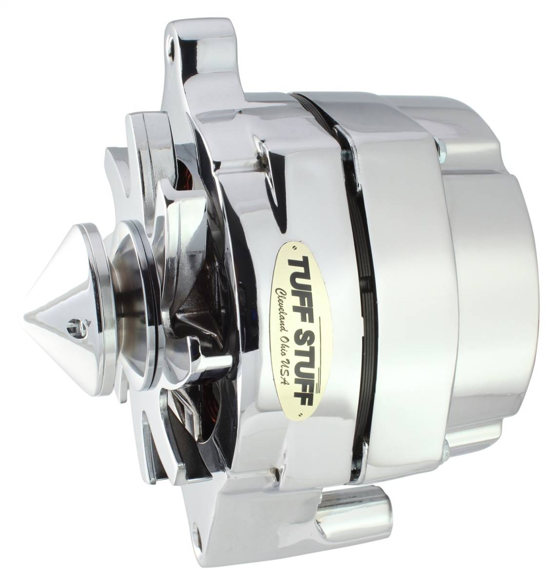 Tuff Stuff Performance - Silver Bullet Alternator 100 AMP Smooth Back 1 Wire V Bullet Pulley Polished 7068BBULL