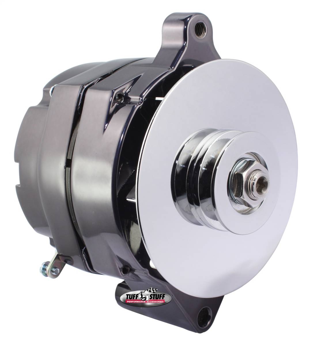 Tuff Stuff Performance - Alternator 100 AMP Smooth Back 1 Wire V Groove Pulley Black Chrome 7068RD7