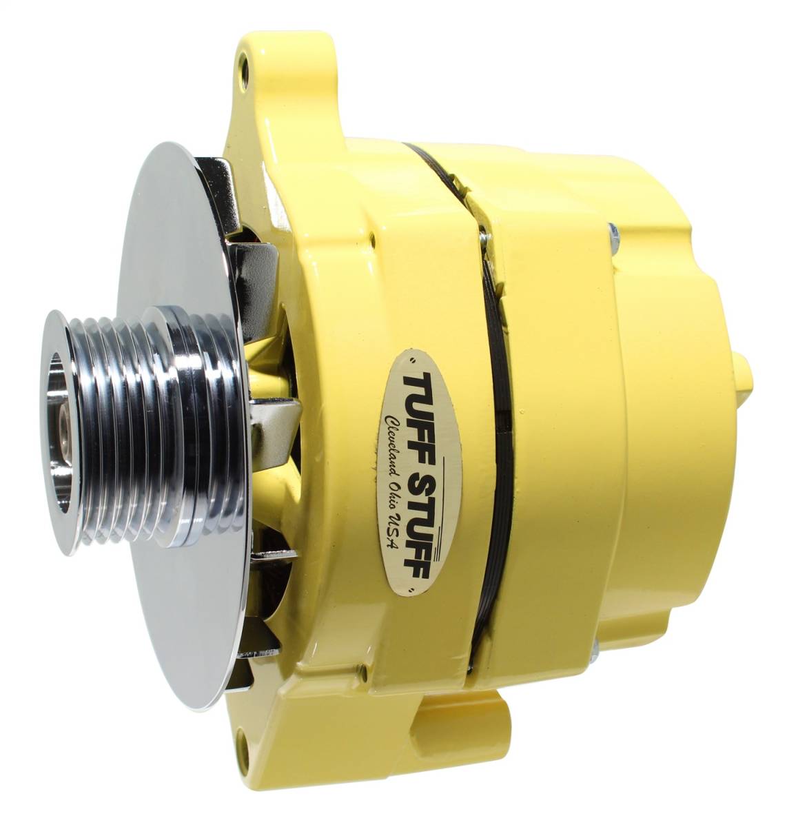 Tuff Stuff Performance - Alternator 100 AMP Smooth Back 1 Wire 6 Groove Pulley Yellow Powdercoat w/Chrome Accents 7068RF6GY